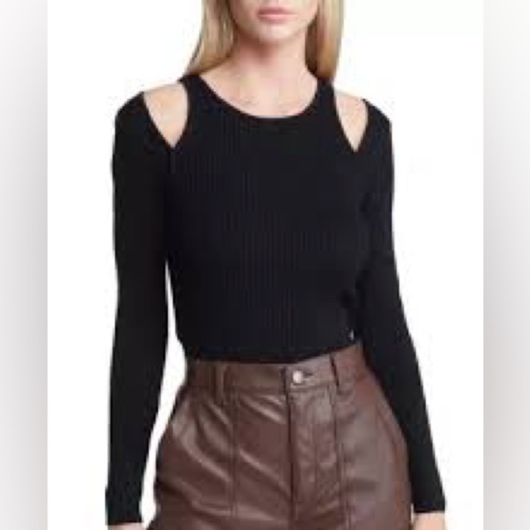 Open edit like new sweater top ribbed black - Picture 1 of 3